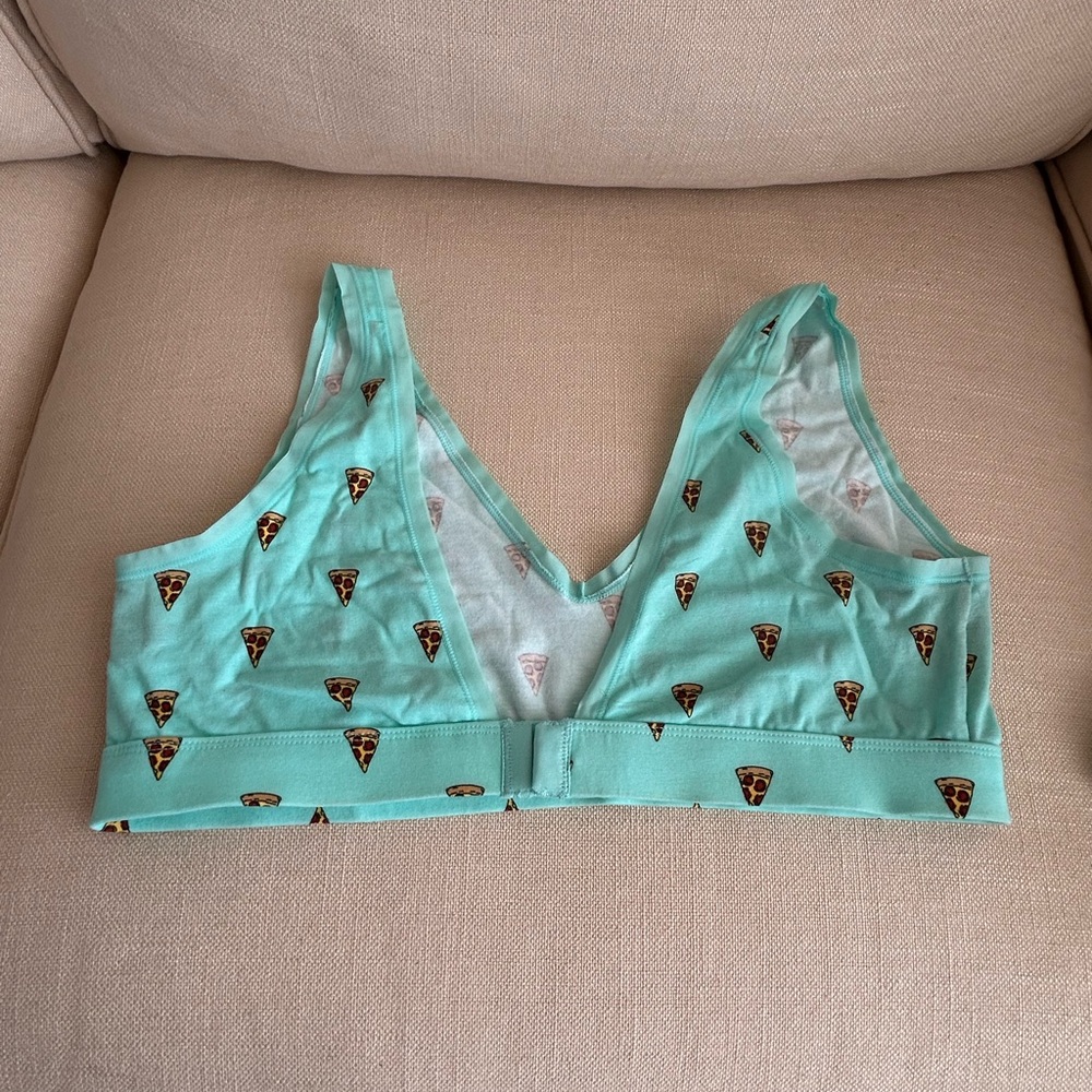 MeUndies Pizza Print Panties SZ Large & Matching Bralette XL  Organic Cotton - Picture 2 of 4